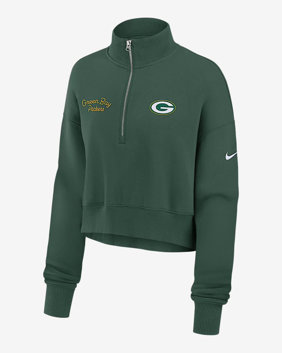 Green Bay Packers Phoenix Women's Nike NFL Cropped 1/4-Zip